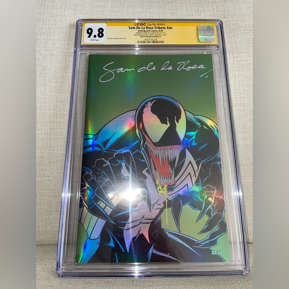 SAM DE LA ROSA TRIBUTE NYCC GREEN VARIANT 33/55 CGC SS 9.8 Signed Venom 1 Cover
